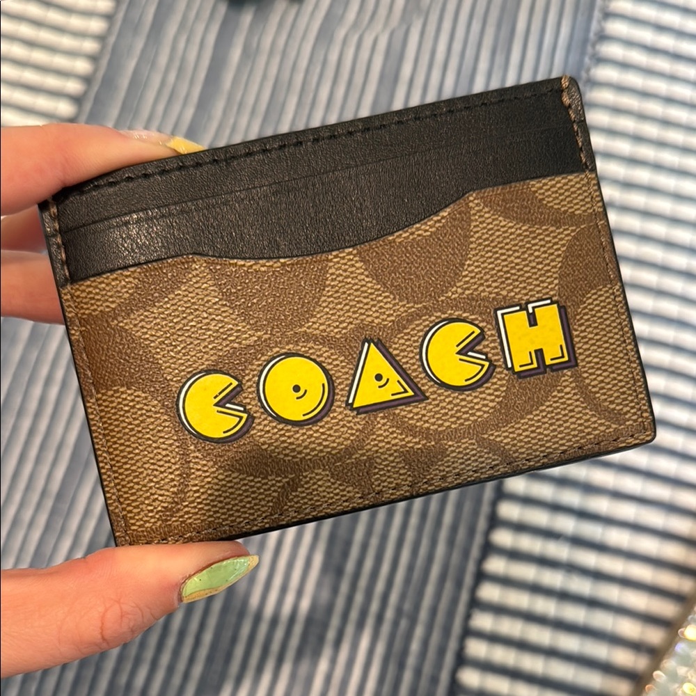 Coach Pac Man Brown Monogrammed Card Holder